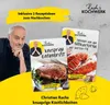 A man is shown next to two recipe cards for "Rach's KOCHWERK" dishes. Produktbild-Vorschau