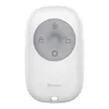 A white remote control with a gray circular button interface. Anteprima dell’immagine prodotto