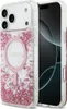 A clear product shot of a phone case with pink glitter inside, showing the MagSafe ring and the Guess logo. Náhled obrázku produktu