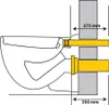 Diagram showing the installation of a toilet connection set with dimensions. Produktbild-Vorschau