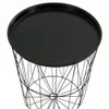 A black metal side table with a round tray top and a wire basket base. Produktbild-Vorschau