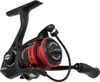 A black and red fishing reel is shown against a white background. Produktbild-Vorschau