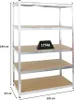 A metal shelving unit with five shelves, shown against a white background. A black weight with '175kg' written on it is placed on one of the shelves. Produktbild-Vorschau