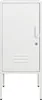 A white metal nightstand with a single door and legs, shown against a white background. Anteprima dell’immagine prodotto