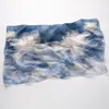Écharpe en soie pour femme, bleu à motifs floraux, XL, Voir les images du produit 7