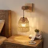 1x lampada da parete in rattan da interno senza fili boho Anteprima dell’immagine prodotto 2