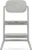 A front view of a gray high chair with two seats and a backrest, set against a white background. Produktbild-Vorschau