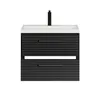 A black vanity set with a white sink and a black faucet, shown against a white background. Voir les images du produit