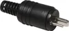 A black and silver speaker plug with a screw terminal and strain relief. Produktbild-Vorschau