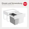 A product image showing a waste bin insert with two compartments, one gray and one white, within a larger white frame. Produktbild-Vorschau