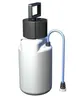 A white manual pump with a black top and a blue hose attached, shown against a white background. Produktbild-Vorschau