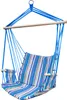 A hanging chair with a striped cushion, suspended by blue ropes from a wooden bar. Anteprima dell’immagine prodotto