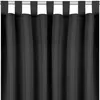 A close-up view of a black curtain with fabric loops at the top, hanging from a silver rod. Anteprima dell’immagine prodotto