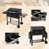 Barbecue au charbon de bois COSTWAY avec couvercle, chariot Voir les images du produit 3