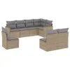 8-tlg. Garten-Sofagarnitur mit Kissen Beige Poly Rattan Produktbild-Vorschau 1