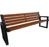 A park bench with wooden slats and black metal legs, isolated on a white background. Produktbild-Vorschau