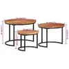 vidaXL Set tavoli 3 pz. Legno massiccio di acacia Anteprima dell’immagine prodotto 6