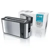 A toaster and its packaging are displayed against a white background. Produktbild-Vorschau