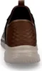 The back view of a brown SKECHERS slip-on shoe. Voir les images du produit