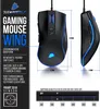 A marketing image showing a gaming mouse with dimensions and feature callouts. Produktbild-Vorschau