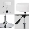 A collage of four images showing a white stool from different angles, highlighting its features. Produktbild-Vorschau