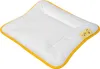 A white baby pillow with yellow trim is shown on a white background. Produktbild-Vorschau