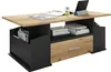 A modern coffee table with storage, featuring a lift-top and a drawer, presented against a white background. Voir les images du produit