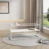A modern living room setting with a white coffee table on a circular rug. Náhled obrázku produktu