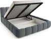 A bed frame with its mattress support open, revealing storage space underneath. Produktbild-Vorschau