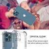 A person is holding an iPhone with a clear protective case. Below is a close-up of the case. Produktbild-Vorschau