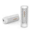Two white cylindrical dehumidifiers are shown against a white background. One is lying on its side, and the other is standing upright. Voir les images du produit