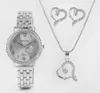 Excellanc Damen-Schmuckset Uhr Kette Ohrringe Strass Analog Produktbild-Vorschau 1