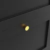 A close-up shot of a black cabinet with a gold knob. Voir les images du produit