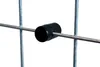 A close-up shot of a black plastic spacer on a metal wire fence. Produktbild-Vorschau