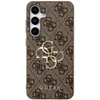 A close-up shot of a brown Guess phone case with a repeating logo pattern and a large Guess logo in the center. Podgląd zdjęcia produktu