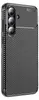 A close-up, angled view of a smartphone case with a carbon fiber pattern. Produktbild-Vorschau