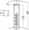 Technical drawing with dimensions of a corner power strip. Produktbild-Vorschau