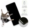 A smartphone screen protector is shown next to a set of keys, with marketing text and icons on the right side. Produktbild-Vorschau