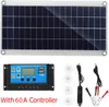A solar panel kit including a solar panel, a charge controller, and various cables and connectors, laid out on a white background. Produktbild-Vorschau