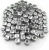 Písmenkové korálky, 500 kusov, 6x6 mm, strieborné s Náhľad obrázku produktu 2