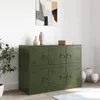 vidaXL Dressoir, olijgroen, 99x39x73 cm, staal Productafbeelding-voorbeeld 3