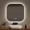 A modern bathroom vanity with a sink, faucets, and a lit mirror. Podgląd zdjęcia produktu