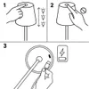 Diagrams illustrating how to use a dimmable battery-powered table lamp. Náhled obrázku produktu