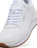A close-up, studio shot of a white Puma sneaker with a gum sole. Produktbild-Vorschau