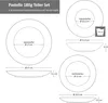 Diagrams showing the dimensions of different plates in a dinnerware set. Podgląd zdjęcia produktu
