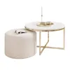 Couchtisch CIRI-X mit Hocker Gold Chrom/ weiß hochglanz Produktbild-Vorschau 2