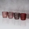 4er Set Windlicht H7,5cm Glas Rosa Rot Teelichthalter Produktbild-Vorschau 4