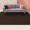 A dark brown rug in front of a gray sofa with colorful throw pillows. Náhled obrázku produktu