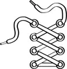 An illustration of a shoelace being threaded through eyelets in a criss-cross pattern. Produktbild-Vorschau