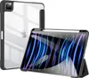 Two iPad cases are shown against a white background. One case is shown from the back, displaying the clear back panel and the Apple logo. The other case is shown from the front, with its screen displaying a colorful, abstract image and the case acting as a Produktbild-Vorschau